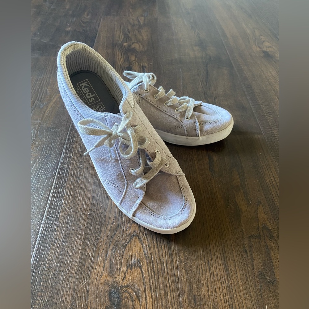 keds classic center stripe casual gray canvas dream foam sneakers women’s 6.5